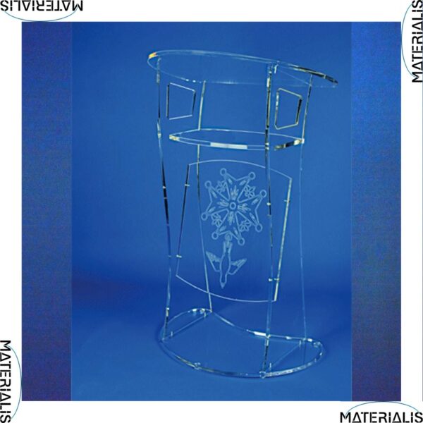 Gravure laser effet satiné opalin sur plexiglas, idéale pour personnaliser vos pupitres, trophées ou objets. Fichier monochrome requis (EPS, DXF, DWF).