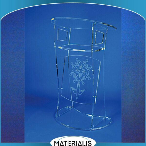 Gravure laser effet satiné opalin sur plexiglas, idéale pour personnaliser vos pupitres, trophées ou objets. Fichier monochrome requis (EPS, DXF, DWF).