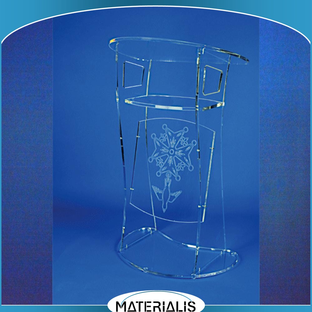 Gravure laser sur plexiglas – Personnalisation pupitre et objets publicitaires