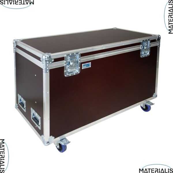 Flight case 130x83x80 cm pour protéger votre pupitre. Mousse haute densité, poignées cadenassables, roulettes freinées. Idéal pour transport sécurisé.