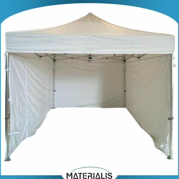 Complétez votre tente pliante avec un mur côté plein en PVC M2. Bâche latérale ignifugée 520g/m², fixation velcro, disponible en plusieurs longueurs.