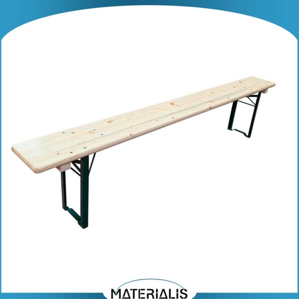 Lot de 2 bancs brasserie pliants en bois massif – 200x24 ou 220x24 cm. Solides, empilables, stables. Idéal pour collectivités, traiteurs et événements professionnels.