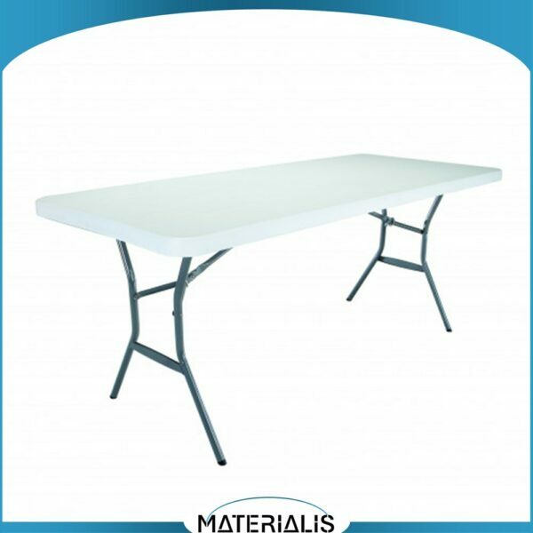 Table pliante rectangulaire en HDPE. Ultra résistante, pliage compact, adaptée à l’extérieur. Plusieurs dimensions disponibles. Charge 200 kg.