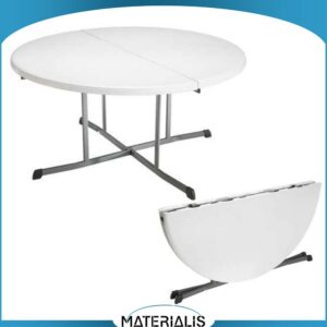 Table ronde pliante 152 cm – Valise pliable en deux, HDPE professionnel